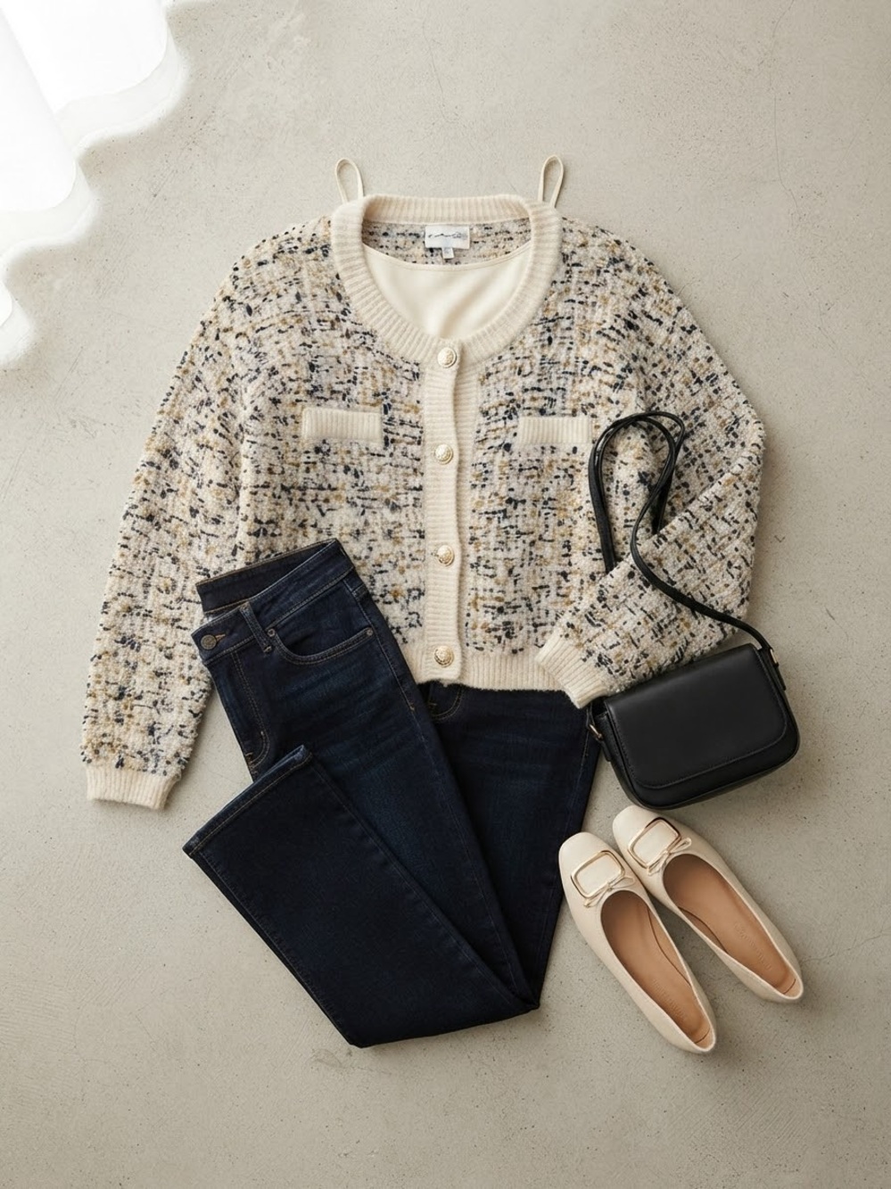 Chic Freshman 1996 Tweed-Style Knit Cardigan ✨🤎